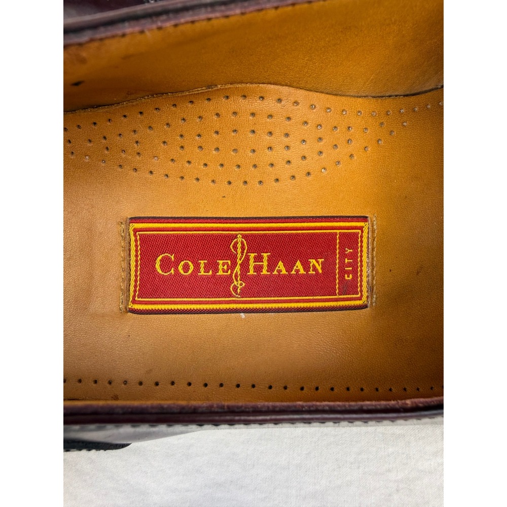 Cole Haan City Mens Burgundy Leather Wingtip Kiltie‎ Tassel Loafers 12 D - Picture 10 of 12